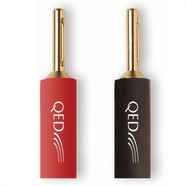 QED Maxi Airloc 4mm Speaker Connectors – 100 Pack (55 Red / 55 Black Heat Shrink)